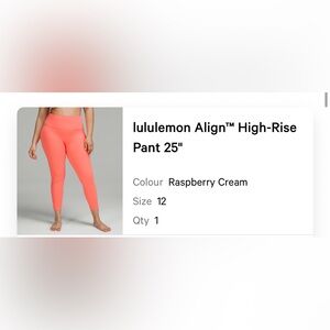 Lululemon Align High-Rise Pant 25" - Raspberry Cream